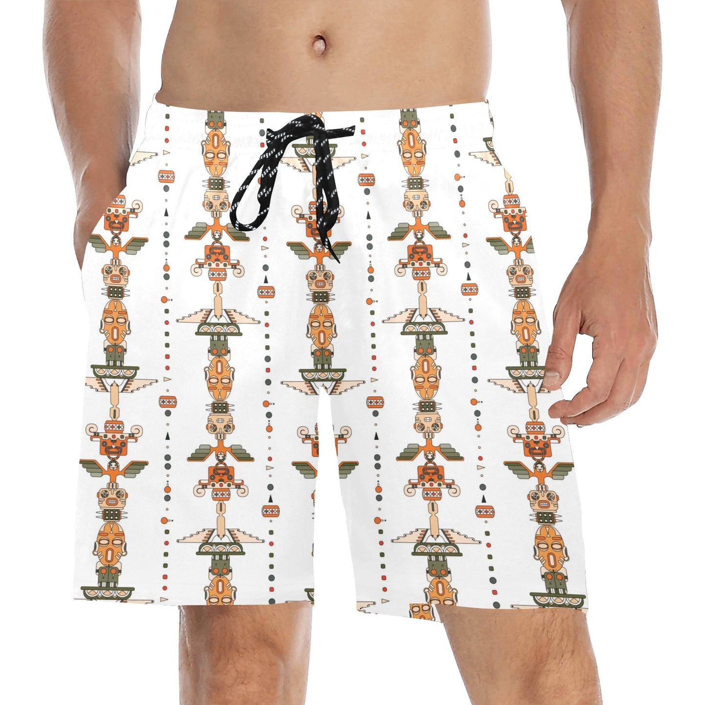 Totem Print Design LKS302 Men's Swim Trunks Beach Shorts