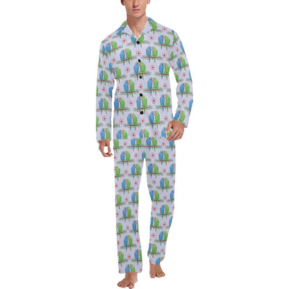 Budgerigar Pattern Print Design 05 Men's Long Pajama Set