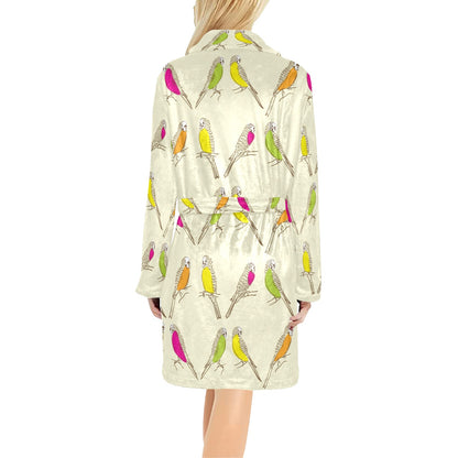 Parakeet Pattern Print Design A01 Women's Fleece Robe