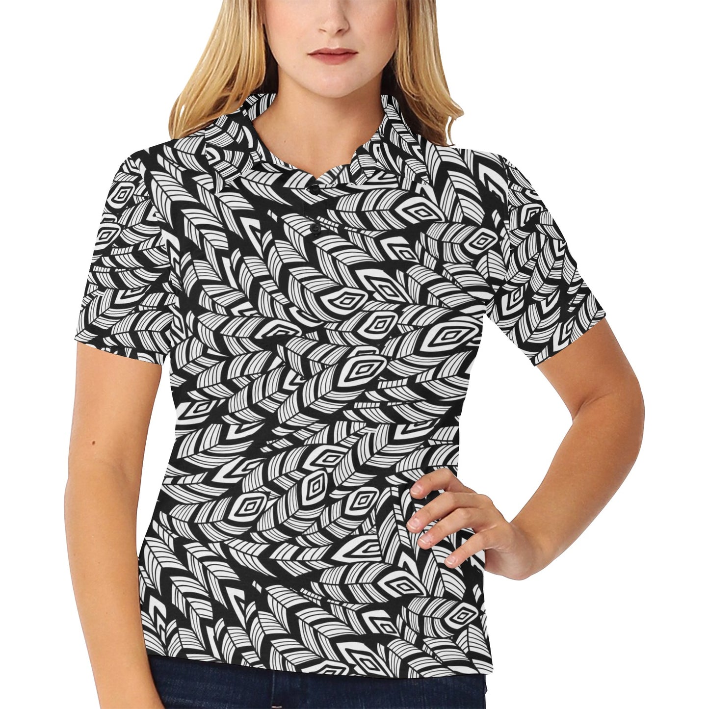 Tribal Pattern Print Design LKS302 Women's Polo Shirt