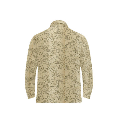 Ancient Greek Print Design LKS3013 Long Sleeve Polo Shirt For Men's