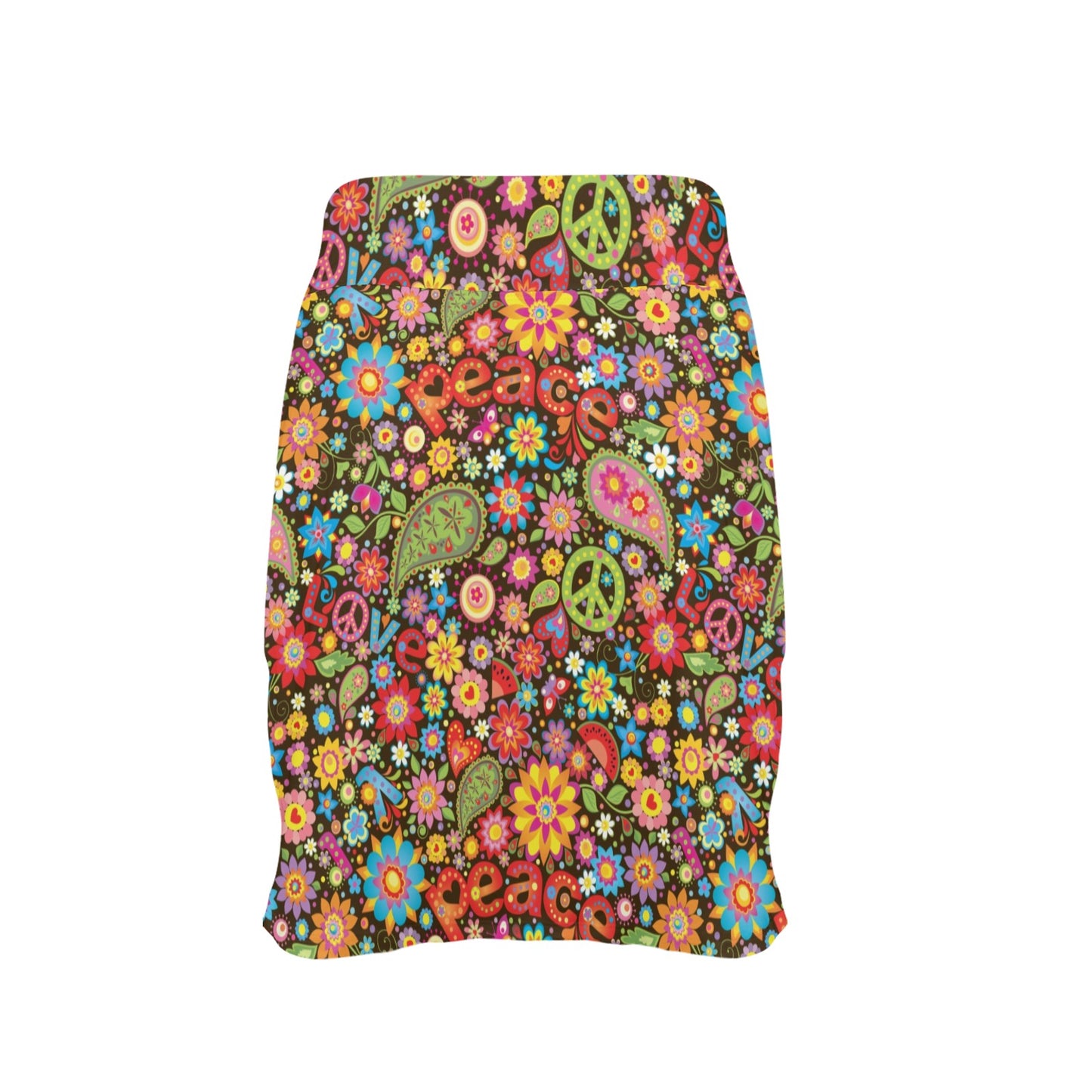 Flower Power Peace Paisley Themed Print 17" Golf & Pickleball Skort with Pockets