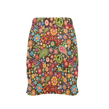 Flower Power Peace Paisley Themed Print 17" Golf & Pickleball Skort with Pockets