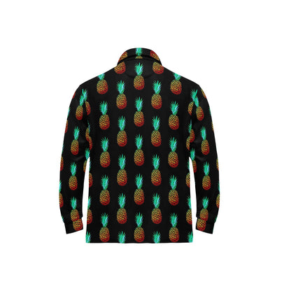 Pineapple Pattern Print Design A05 Long Sleeve Polo Shirt For Men's