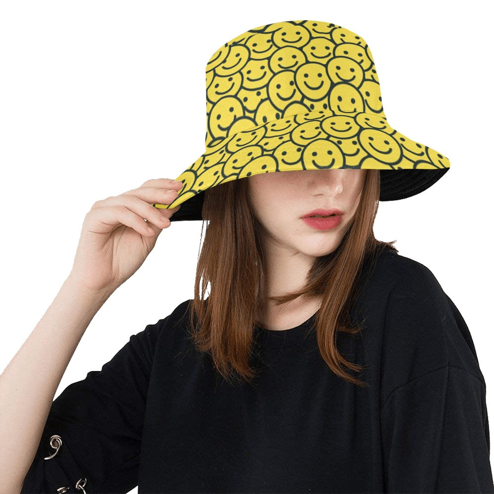 Smiley Face Emoji Print Design LKS302 Unisex Bucket Hat