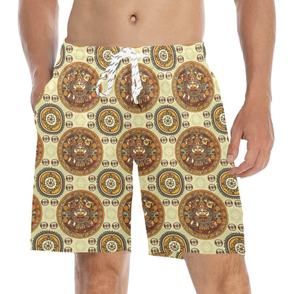Calendar Aztec Themed Print Pattern Men's Swim Trunks Beach Shorts