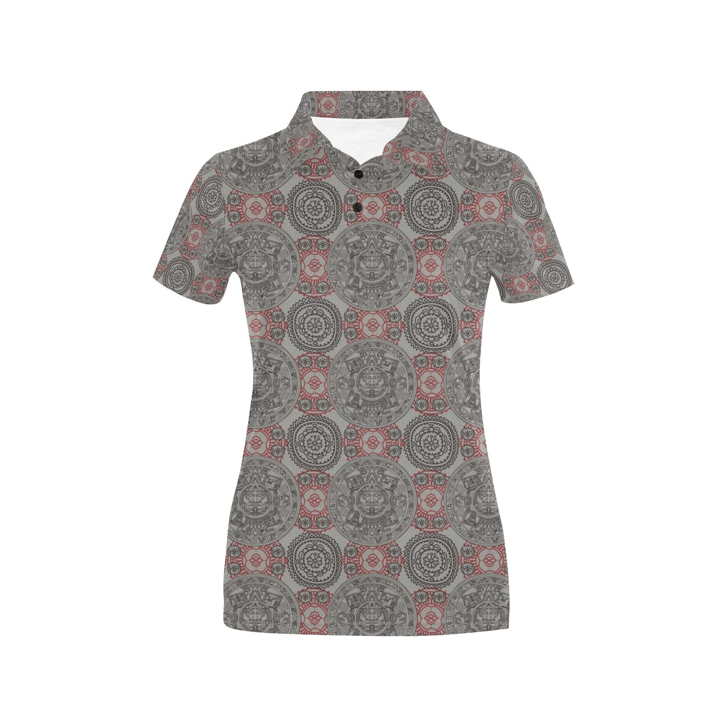 Calendar Aztec Style Print Pattern Women's Polo Shirt