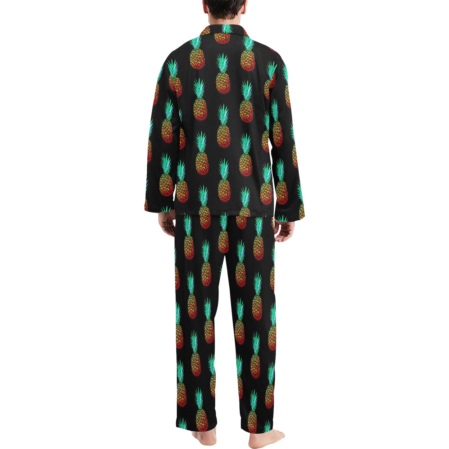 Pineapple Pattern Print Design A05 Men's Long Pajama Set