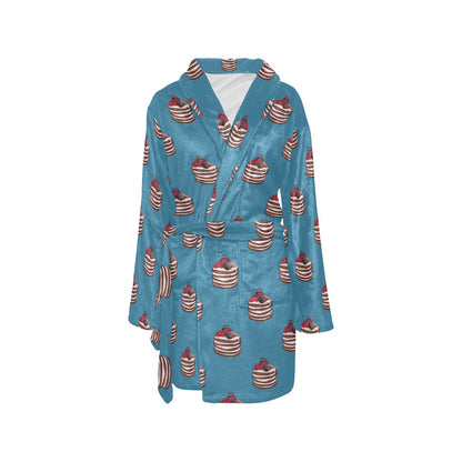 Pancake Pattern Print Design A03 Women's Fleece Robe