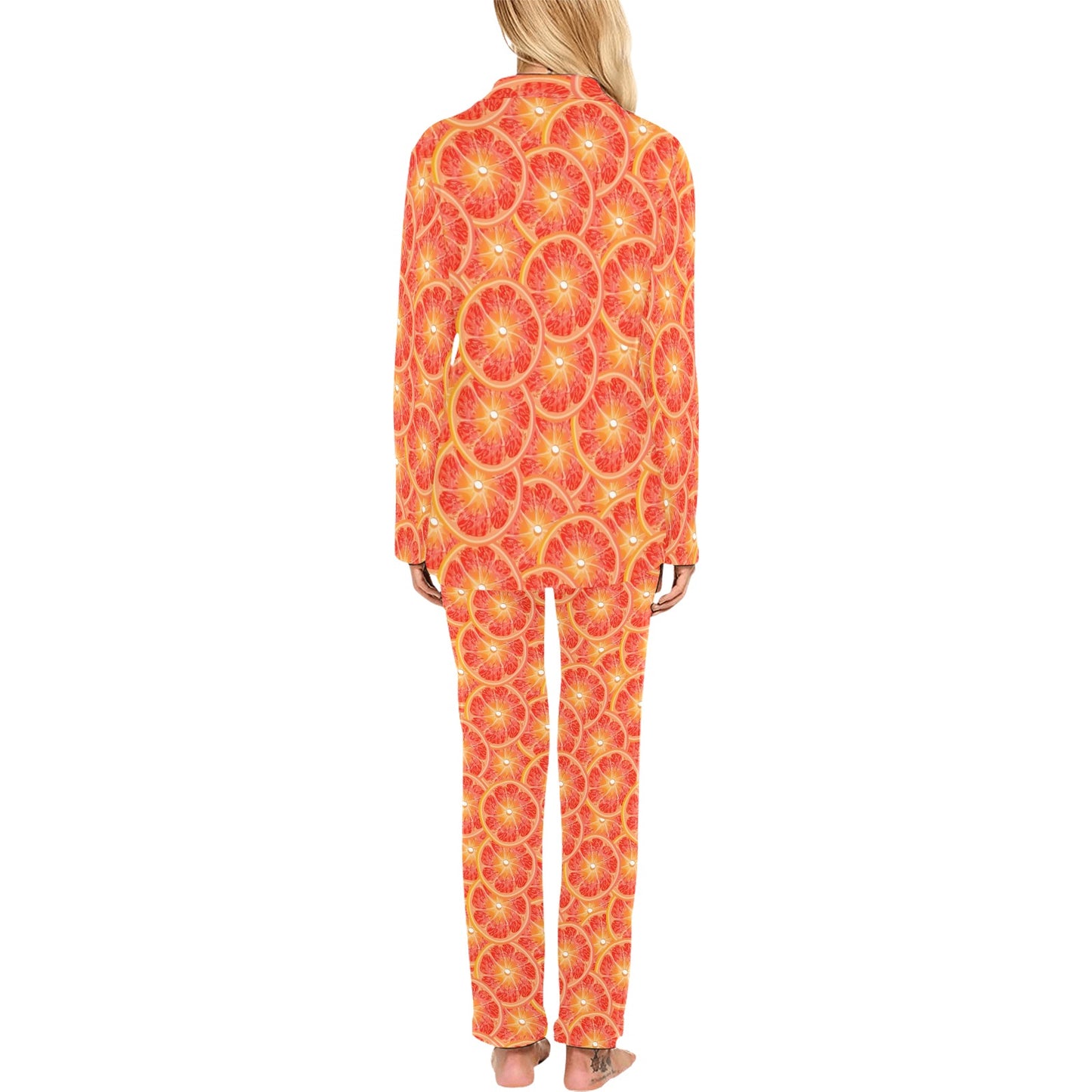 Grapefruit Pattern Print Design GF06 Women's Long Pajama Set