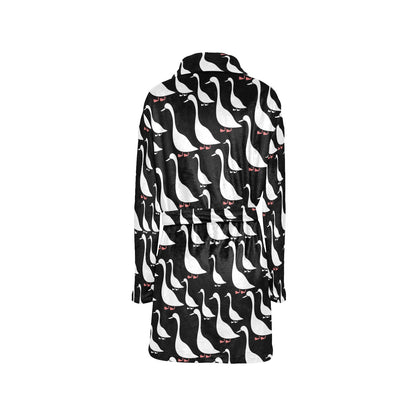 Goose Pattern Print Design 01 Women's Fleece Robe