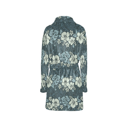 Flower Hawaiian Hibiscus Style Print Pattern Women's Fleece Robe