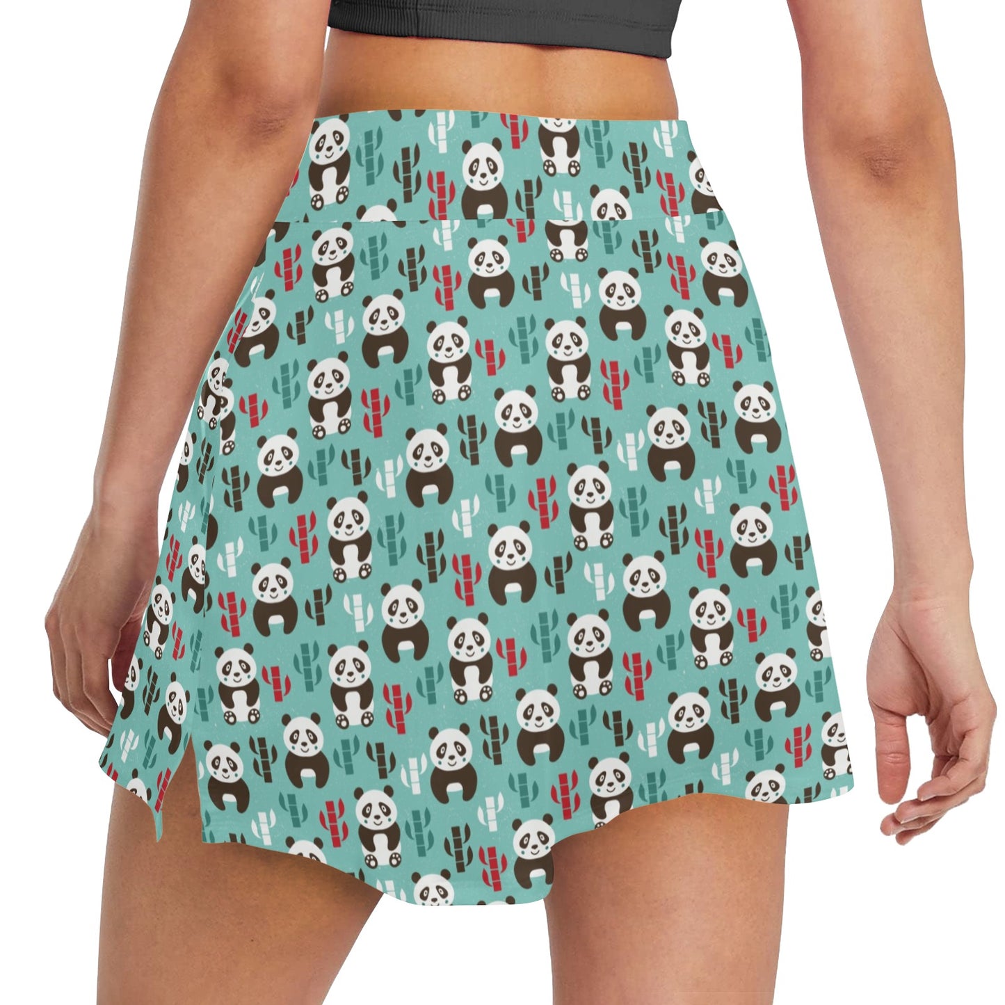 Panda Bear Cute Themed Print 17" Golf & Pickleball Skort with Pockets