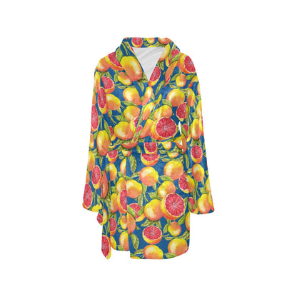 Grapefruit Pattern Print Design GF04 Women's Fleece Robe