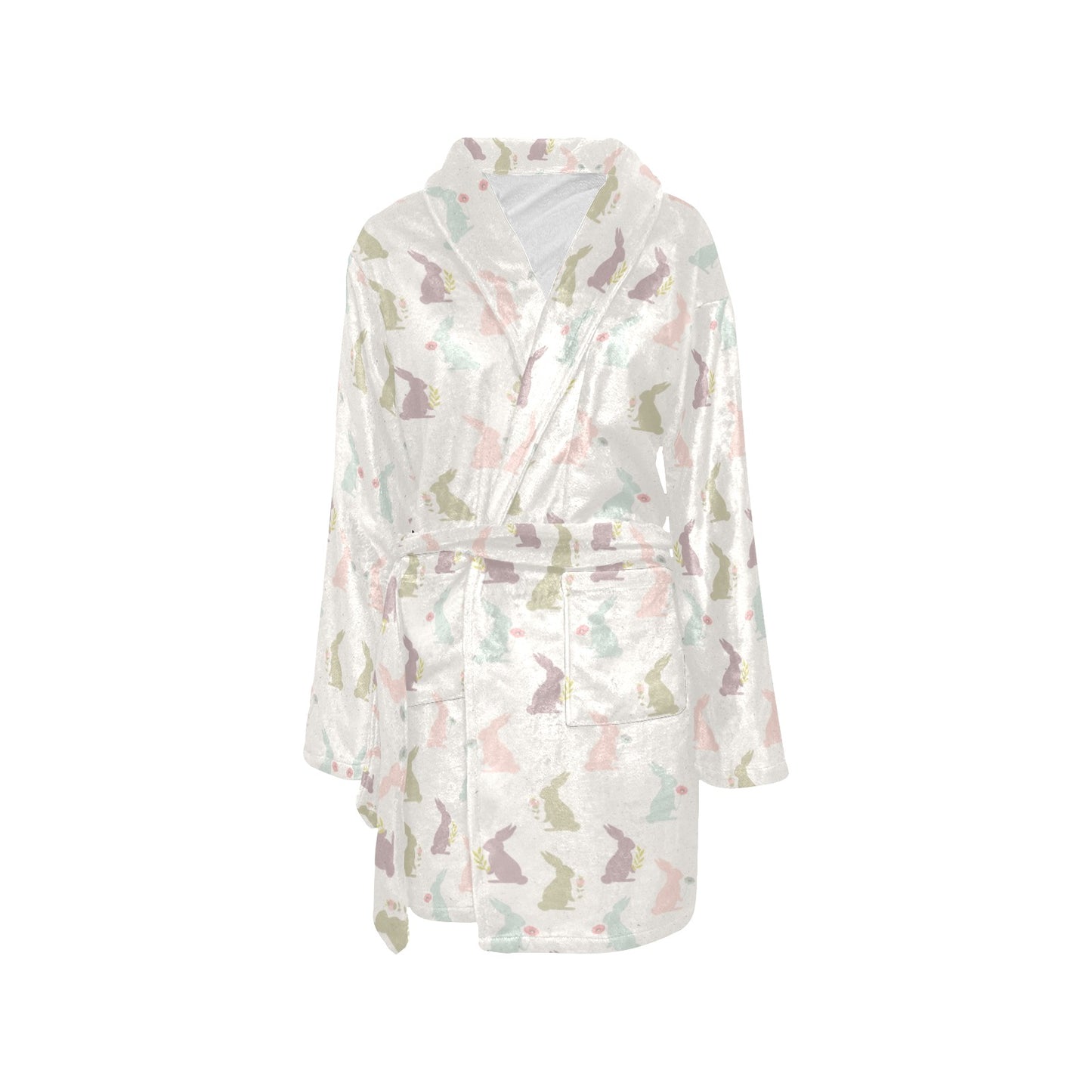Bunny Pattern Print Design 05 Women's Fleece Robe