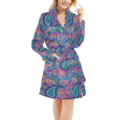 Paisley Colorful Pattern Print Design A02 Women's Fleece Robe
