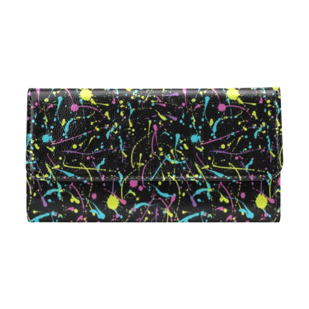Splatter Multicolor Print Design LKS302 Women's Trifold Wallet