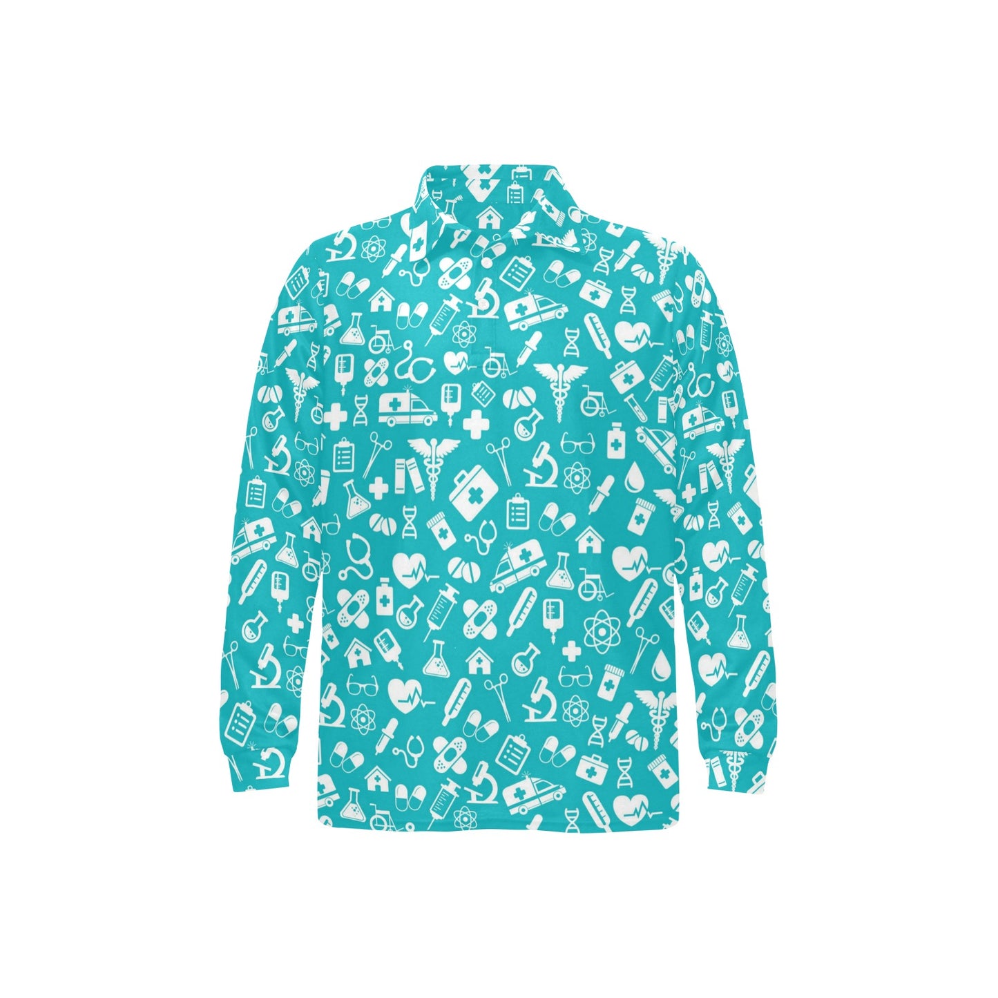 Medical Pattern Print Design 04 Long Sleeve Polo Shirt For Men's