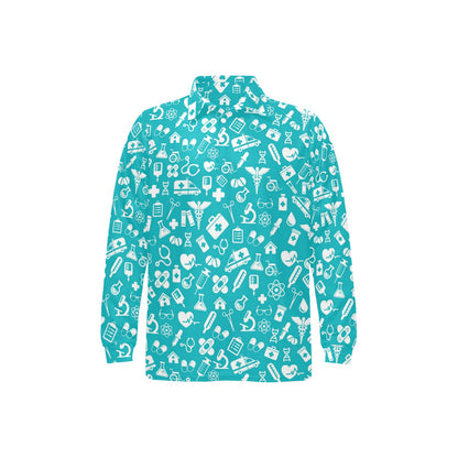 Medical Pattern Print Design 04 Long Sleeve Polo Shirt For Men's