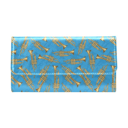 Trumpet Golden Pattern Themed Print Women's Trifold Wallet