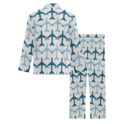 Airplane Pattern Print Design 04 Men's Long Pajama Set