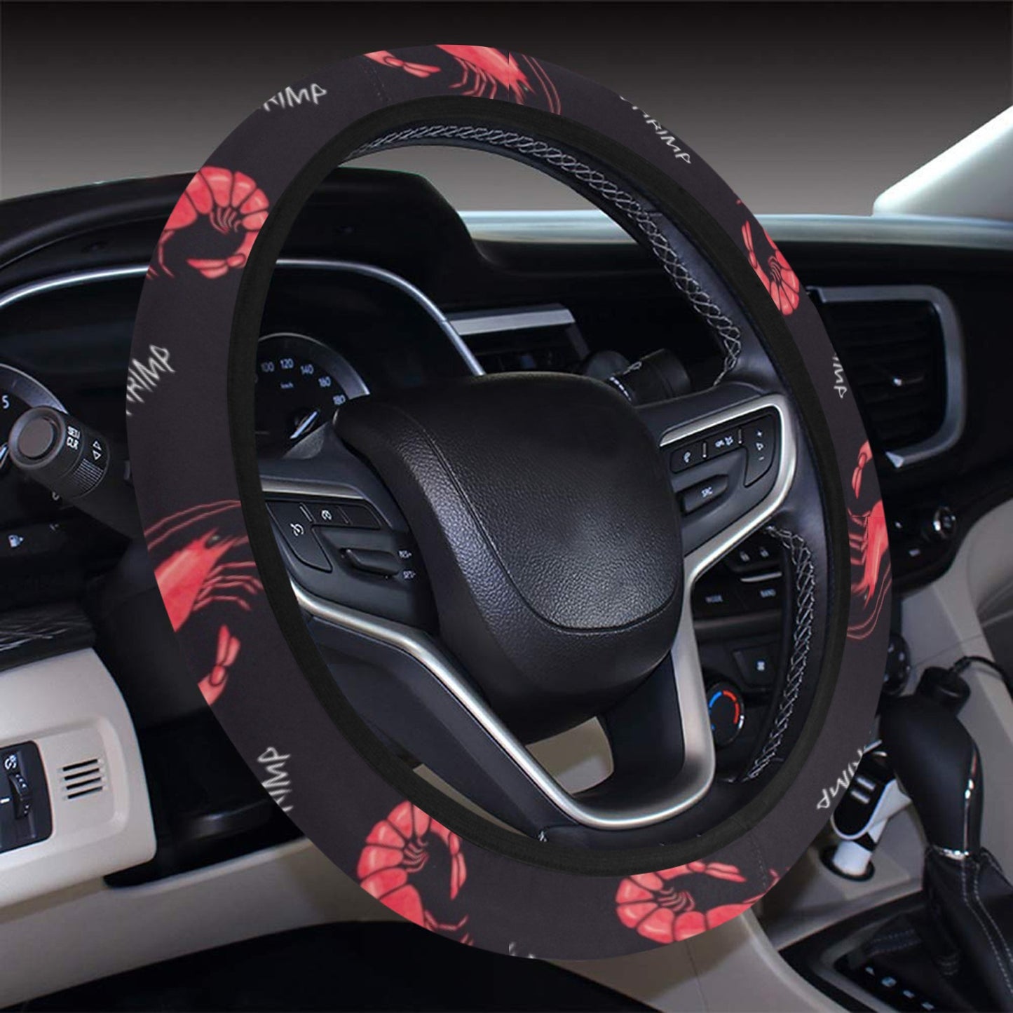 Shrimp Print Design LKS302 Steering Wheel Cover with Elastic Edge