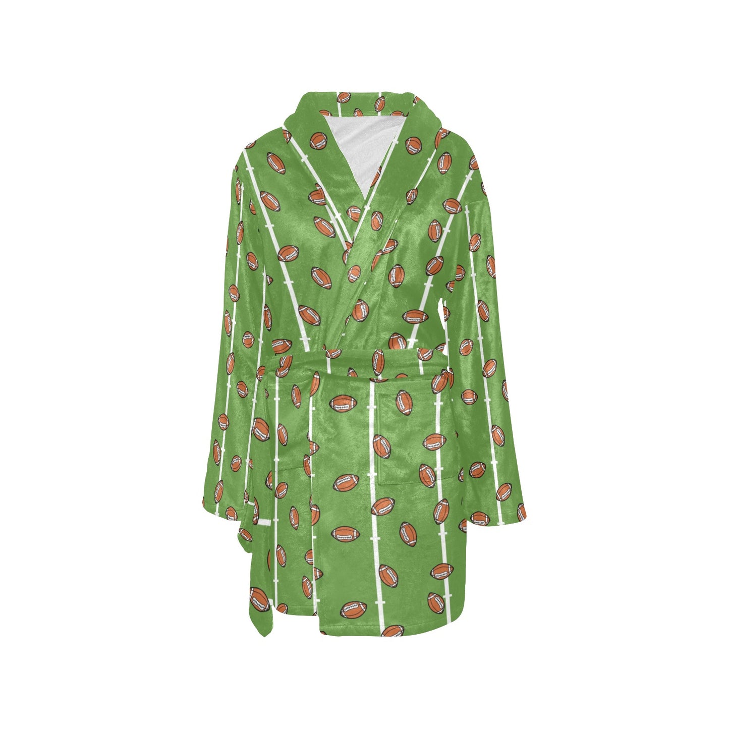 American Football on Field Themed Print Women's Fleece Robe