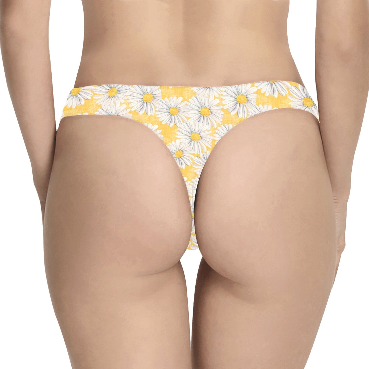 Daisy Yellow Watercolor Print Pattern Women's Thongs