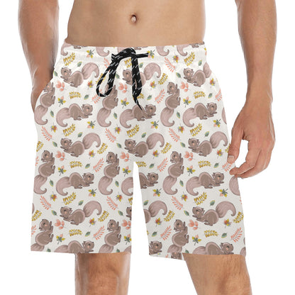 Squirrel Print Design LKS307 Men's Swim Trunks Beach Shorts