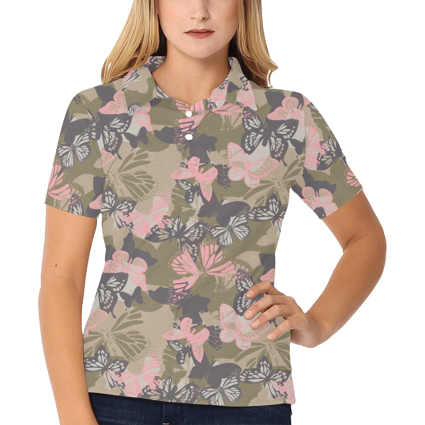 Butterfly camouflage Women's Polo Shirt