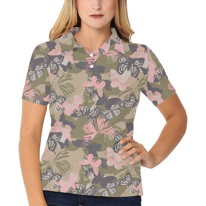 Butterfly camouflage Women's Polo Shirt