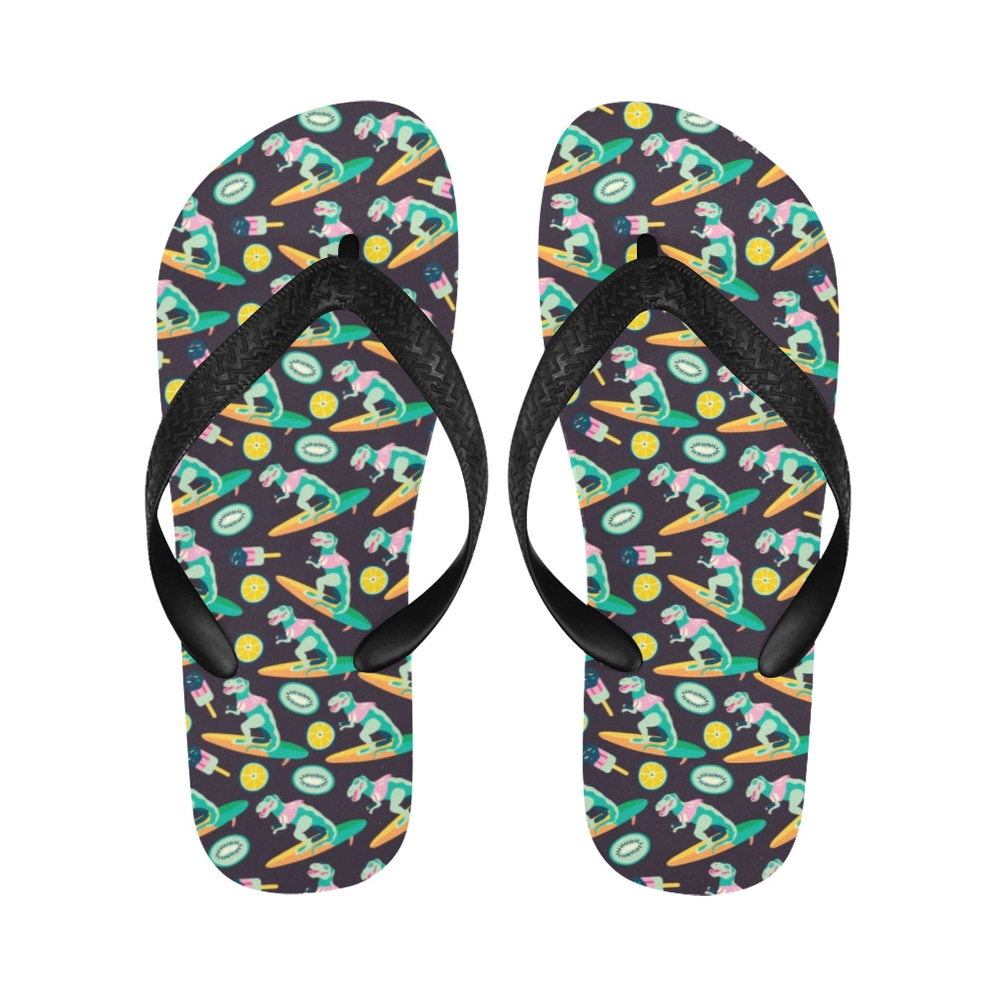 Surfboard T Rex Print Design LKS301 Flip Flops