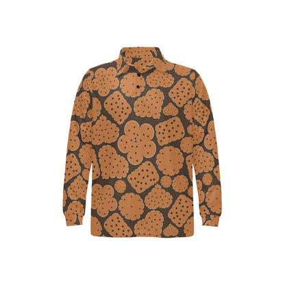 Cracker Pattern Print Design 01 Long Sleeve Polo Shirt For Men's