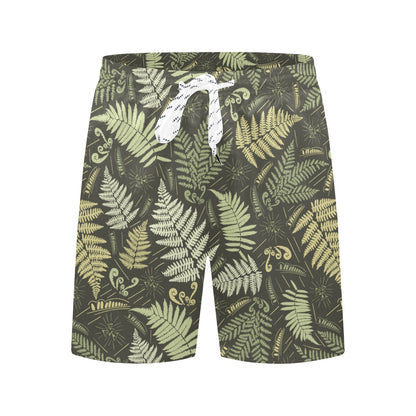 Fern Leave Green Print Pattern Men's Swim Trunks Beach Shorts