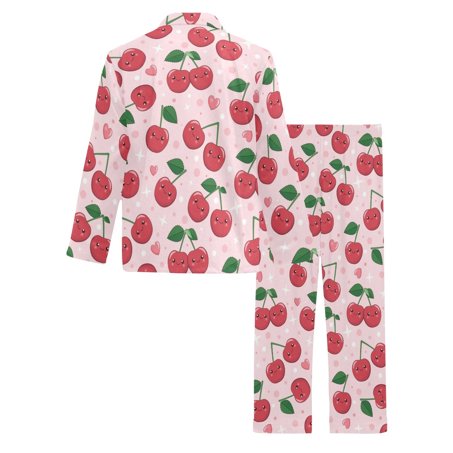 Cherry Pattern Print Design CH02 Men's Long Pajama Set
