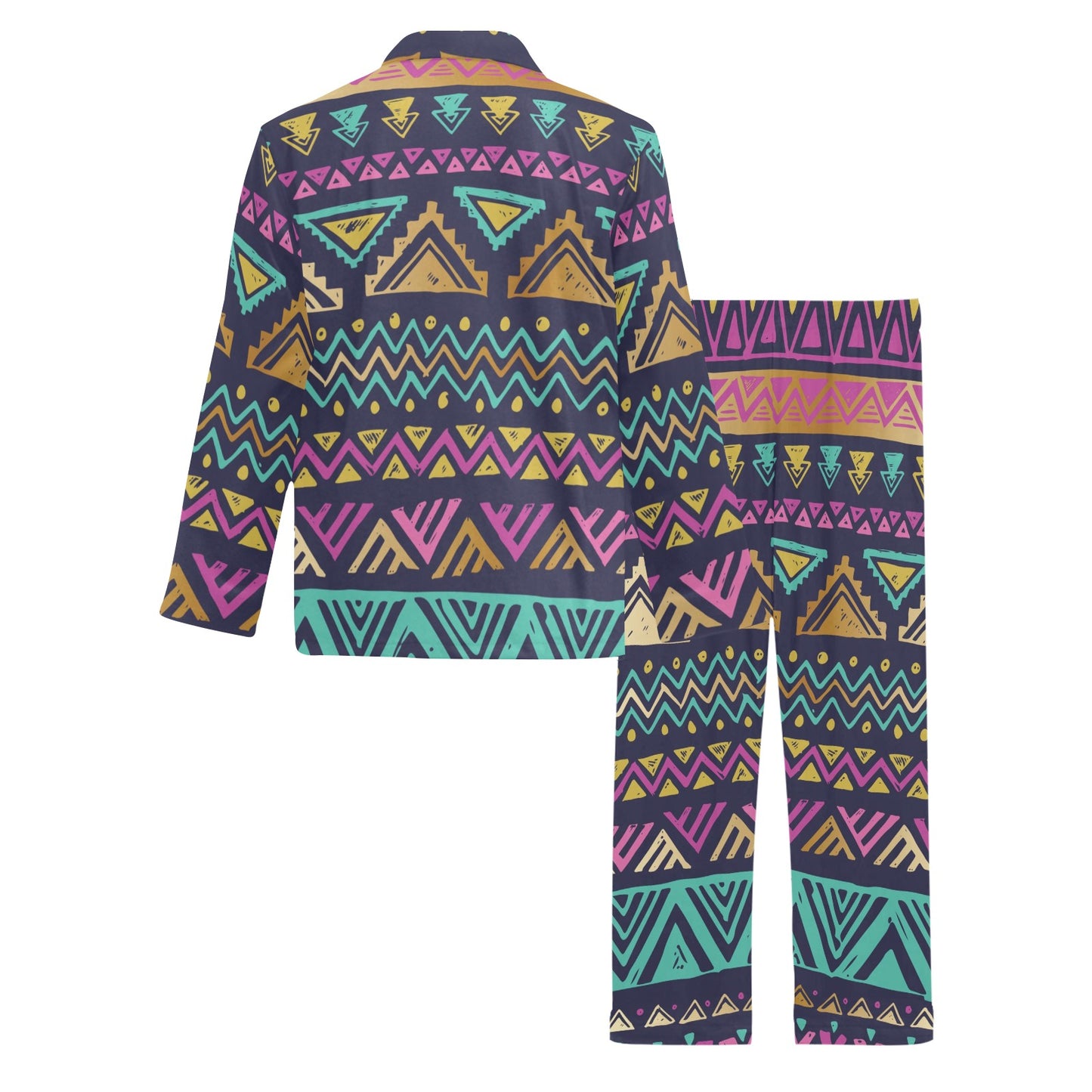 Multicolor Tribal aztec Men's Long Pajama Set