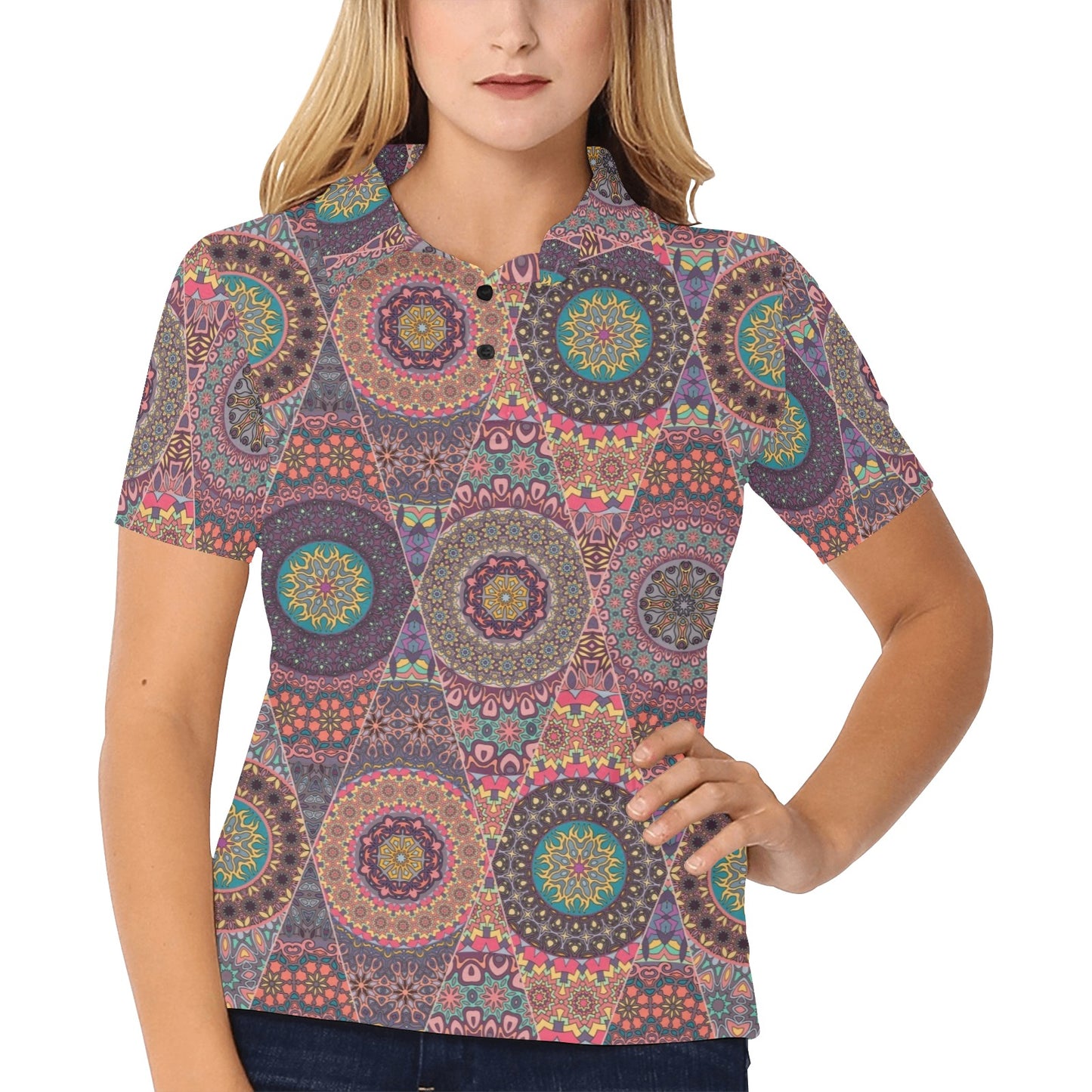 Bohemian Pattern Print Design 07 Women's Polo Shirt