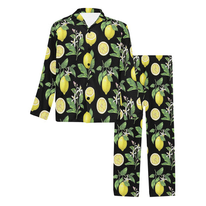 Lemon Pattern Print Design LM02 Men's Long Pajama Set