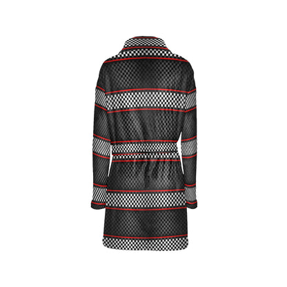 Checkered Flag Red Line Style Women's Fleece Robe