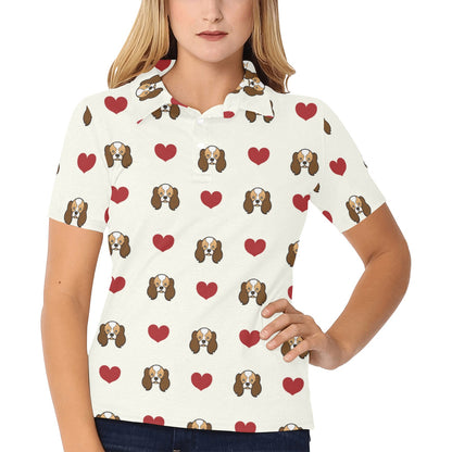 Cavalier King Charles Spaniels Pattern Print Design 01 Women's Polo Shirt