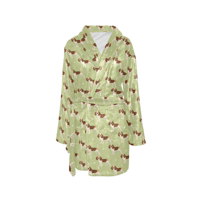 Beagle Pattern Print Design 07 Women's Fleece Robe