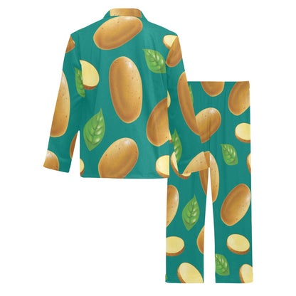 Potato Pattern Print Design A04 Men's Long Pajama Set