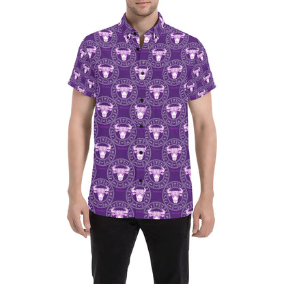 Taurus Print Design LKS303 Men Short Sleeve Button Up Shirt
