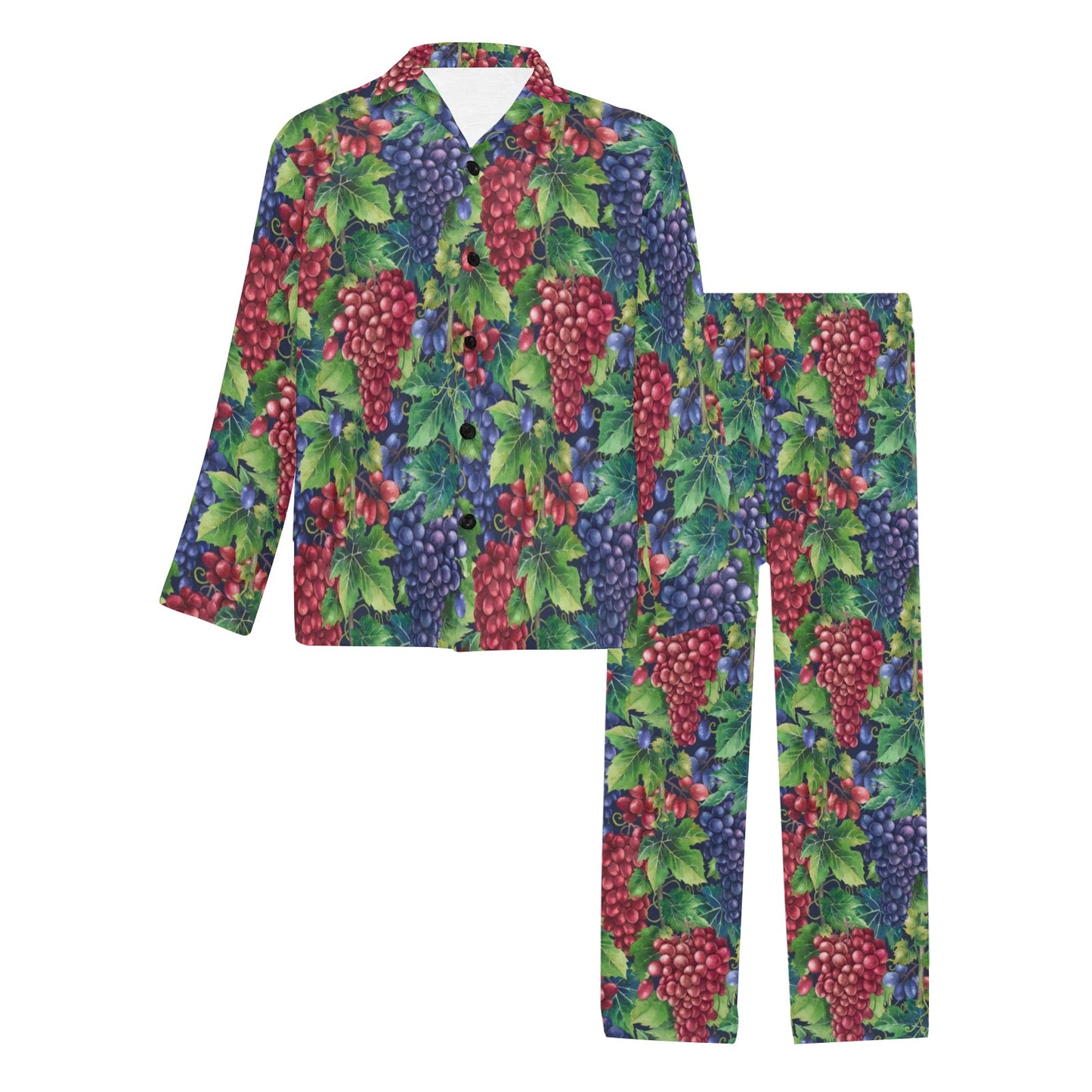 Grape Pattern Print Design GP02 Men's Long Pajama Set