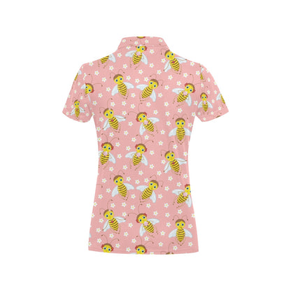 Bee Pattern Print Design BEE07 Women's Polo Shirt
