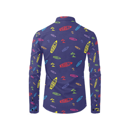 Surfboard Print Design LKS305 Men's Long Sleeve Dress Shirt