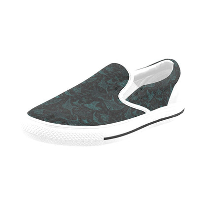 Manta Ray Print Design LKS402 White Slip Ons Canvas Women's Shoes