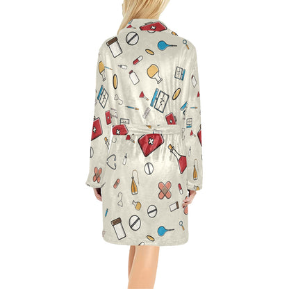 Nurse Pattern Print Design A04 Women's Fleece Robe
