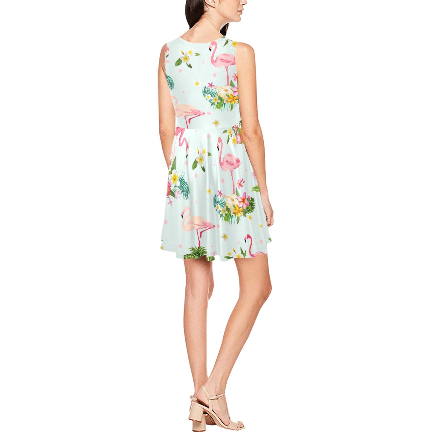 Flamingo Sweet Pattern Sleeveless Dress