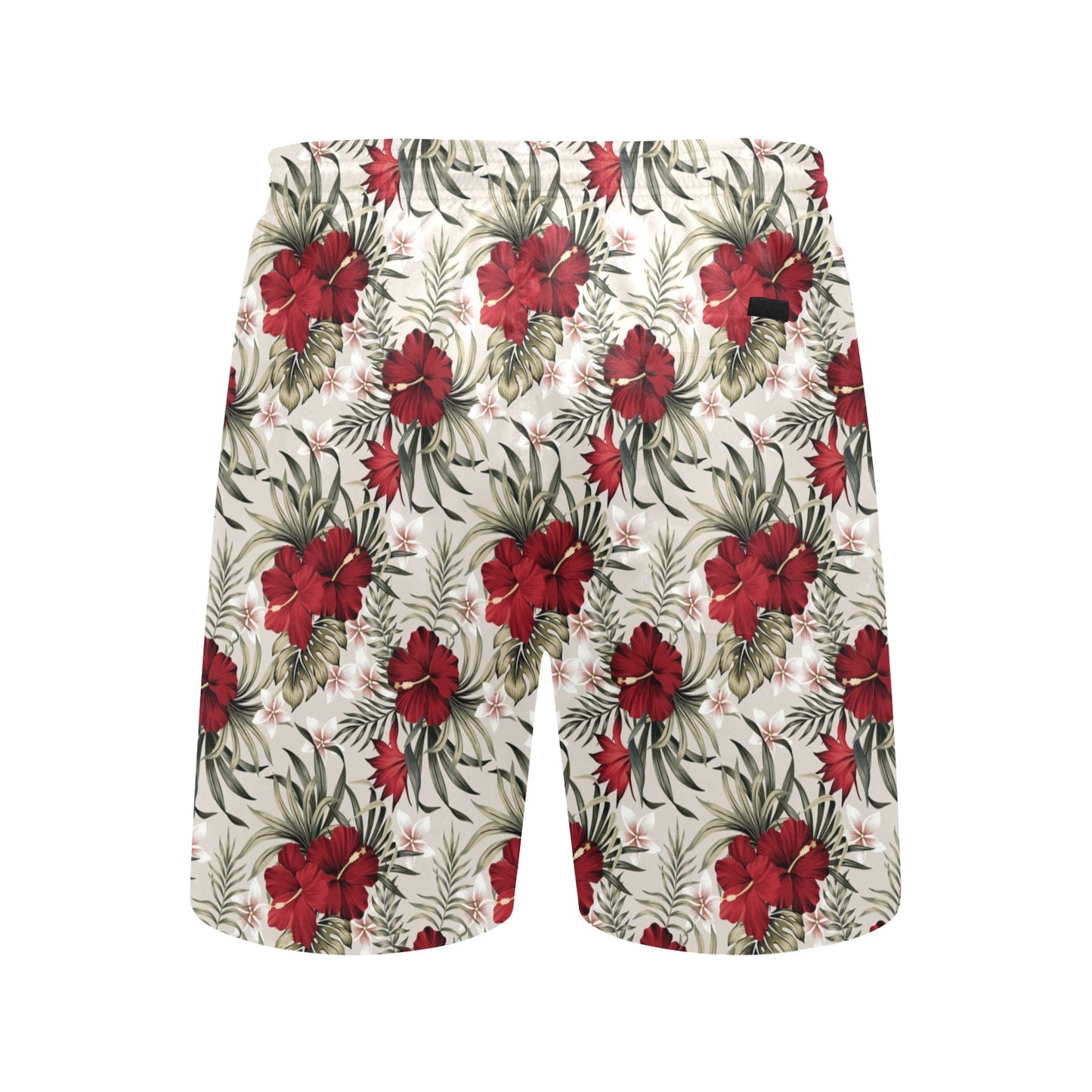 Hibiscus Print Design LKS3011 Men's Swim Trunks Beach Shorts